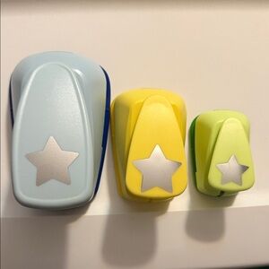 Set of Three Star Punches in Blue, Yellow, and Green